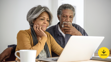 Couple reading information online