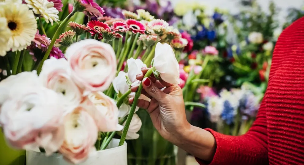 person painting flowers